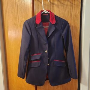 Navy Blue Blazer with Red Accents